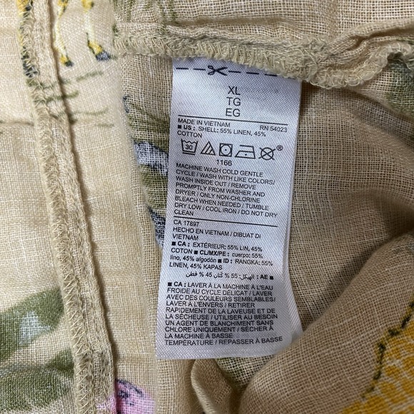 Old Navy Tank Top Women Sz XL Tan Linen Animal Print Safari Zoo Giraffe Flamingo - Picture 11 of 12